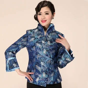 

Spring Autumn Vintage Elegant Women Jacket Coat Chinese Lady Mother Classic Tang Suit Tops Floral Outwear M L XL XXL XXXL 2203B