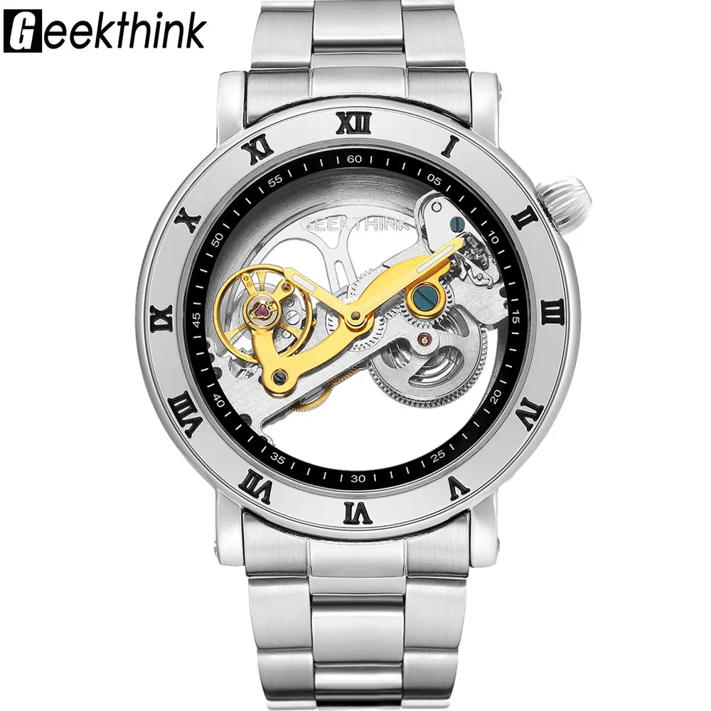 Top brand Skeleton Tourbillon automatic Mechanical Watch Men's luxury business men Wristwatch self wind Relojes Steampunk