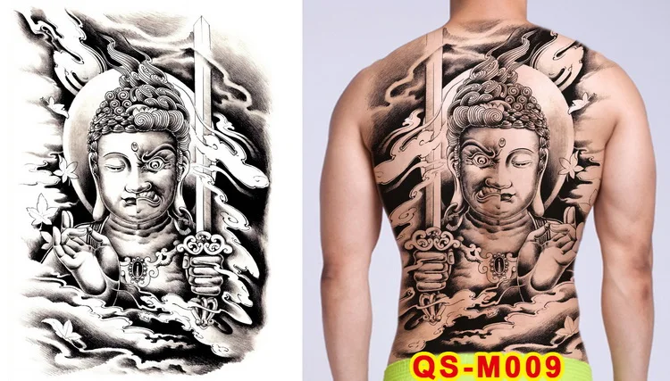 Тату в этническом стиле, Готическая татуировка для мальчиков, полная спина, Большая татуировка, наклейки на тело, временные татуировки для мужчин, сексуальные поддельные тату, большая вода - Цвет: M09