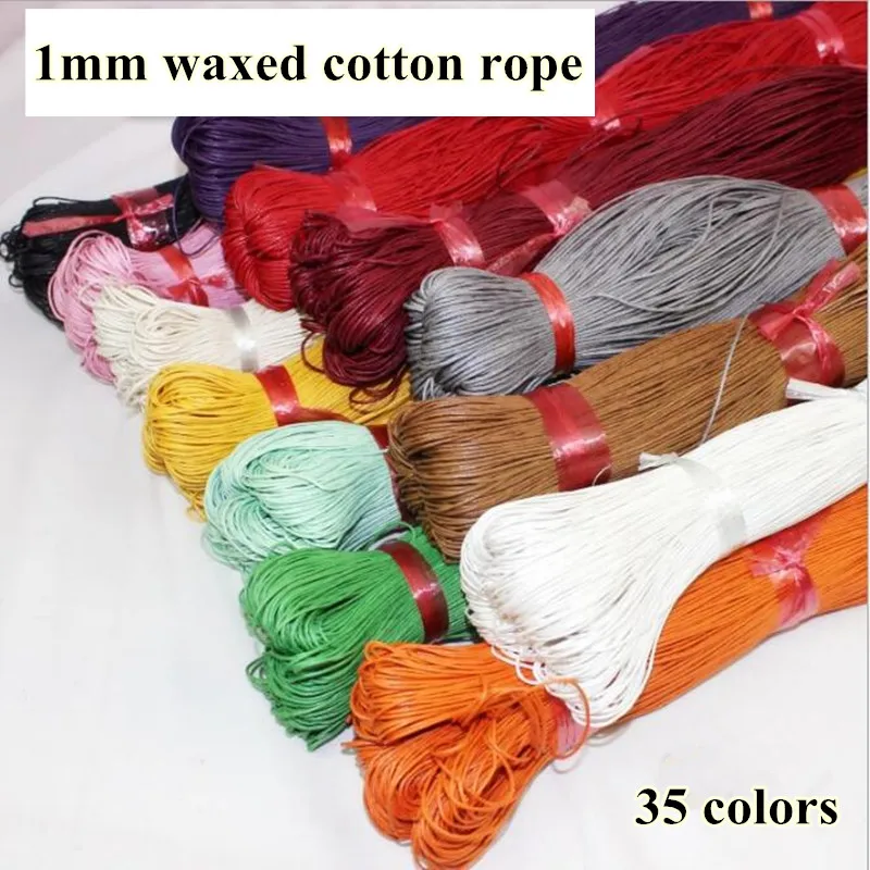 

24colors Waxed Cotton Cord 1mm x200yard coated 2 strand twisted waterproof Jewellery beading cord leather craft free shipping
