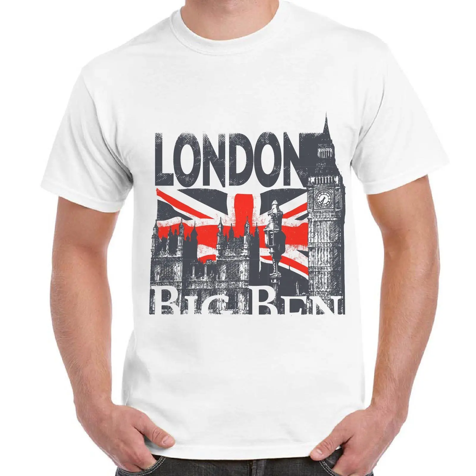 Fashion Classic T-Shirt Uomo Maglietta Stampata Con Stampa Colorata Vintage Citta London Big Ben | Мужская одежда