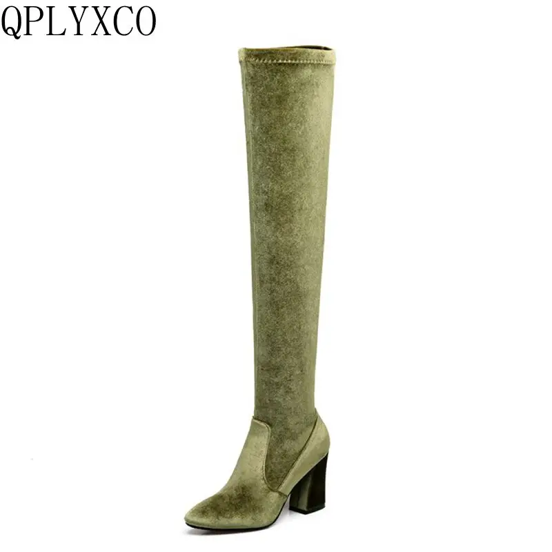 

QPLYXCO 2017 New hot Fashion Big small Size 33-46 Winter Long Boots shoes Ladys over the knee high Boots High quality shoes 9426