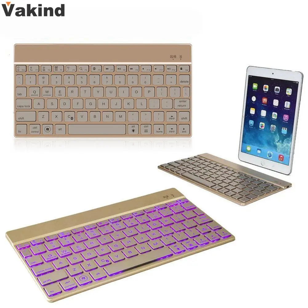 

Wireless Bluetooth 3.0 Keyboard Ultra Slim Universal 7 Colors Backlight Keyboard Suit For Android Windows IOS Mac High Quality