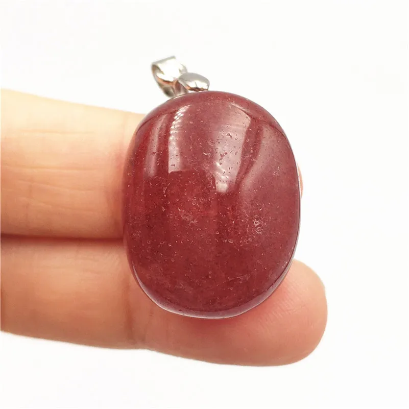 

Natural Natural Ice Red Strawberry Quartz Pendant 26x20x12mm Stone For Woman Anniversary Gift Fashion Crystal Necklace Pendant