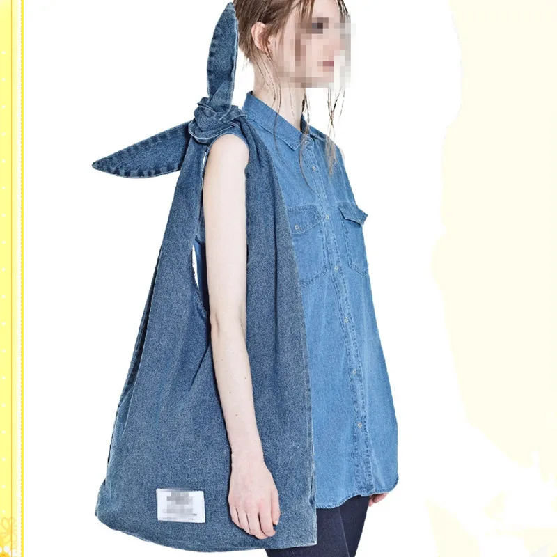 2017 Fashion Women Casual Tote Shoulder Messenger Handbags Canvas Bundling Strap Denim Environmental Shopping Bag Satchel