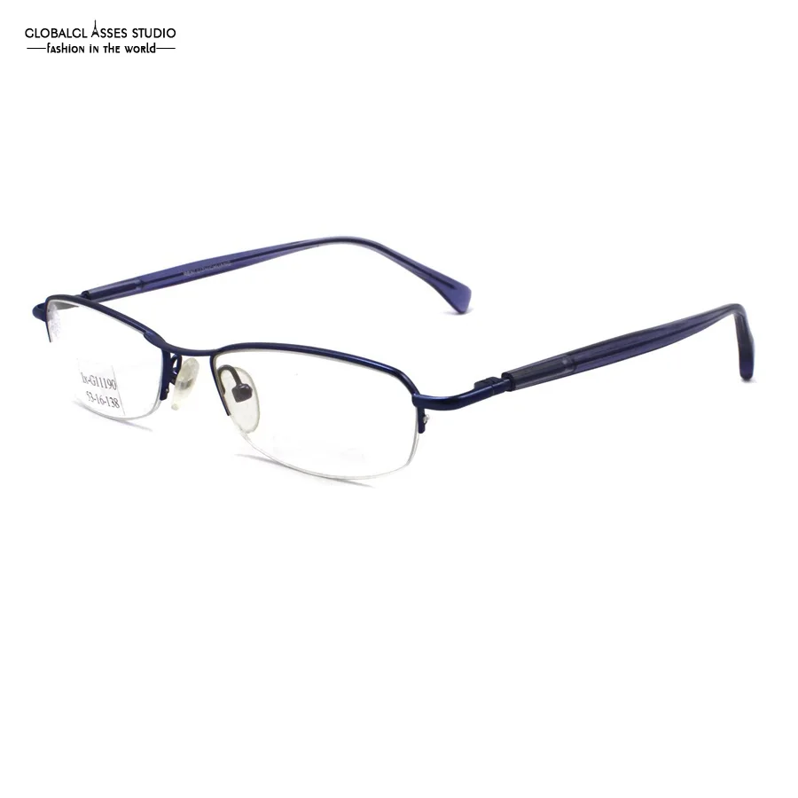 Modern Half Frame Slim Metal Glasses Frame Men Blue Color ...