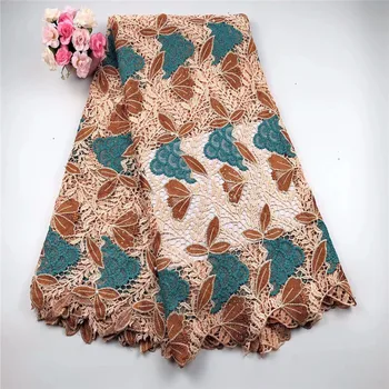 

African Multi Color Lace Guipure Fabrics High Quality Embroidered Nigerian White Cord Lace Fabric With Stones Beads For Dresses