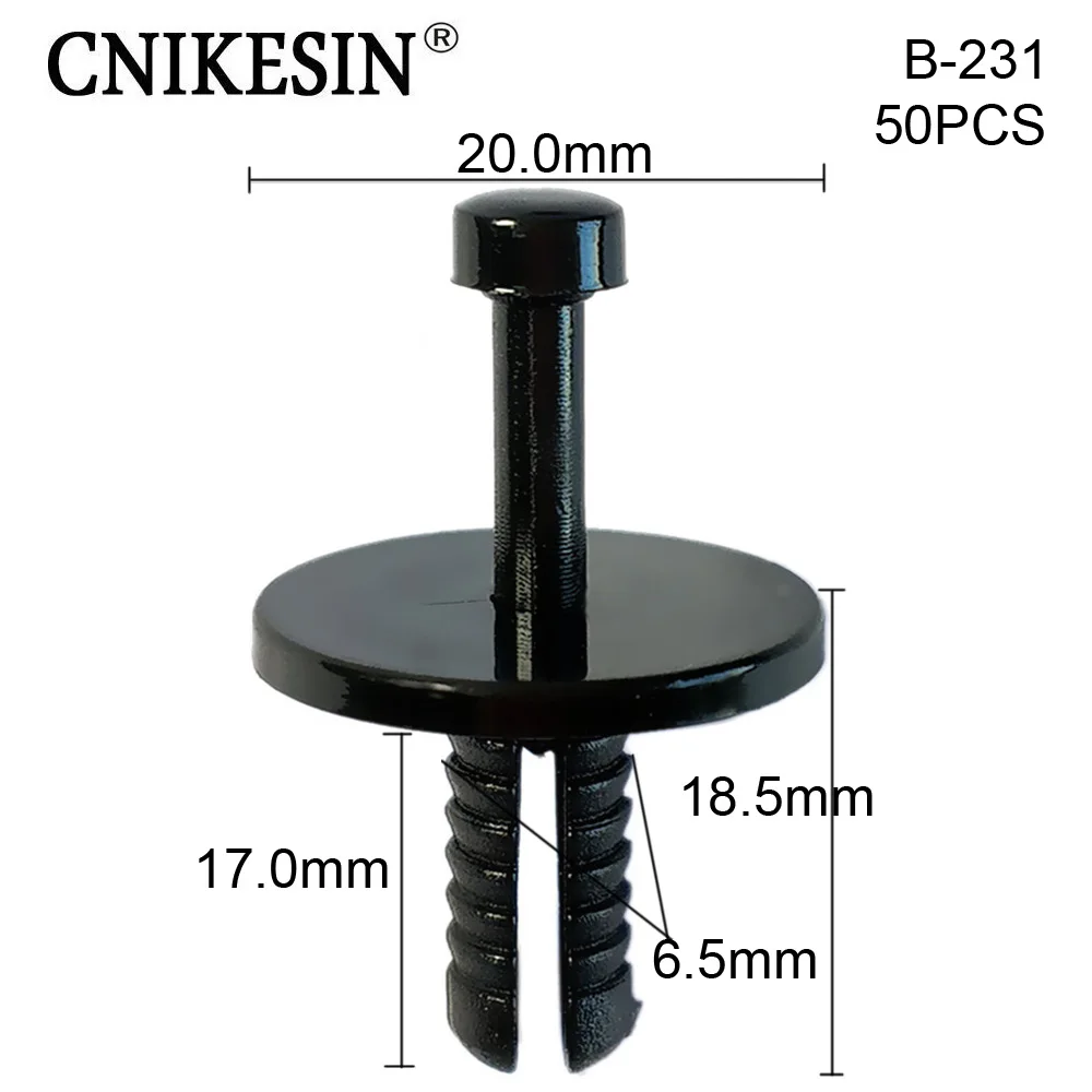 CNIKESIN B231 50PCS 6.5mm Auto Plastic Fastener Clip Automobile Air Filter Air Conduit Fixed