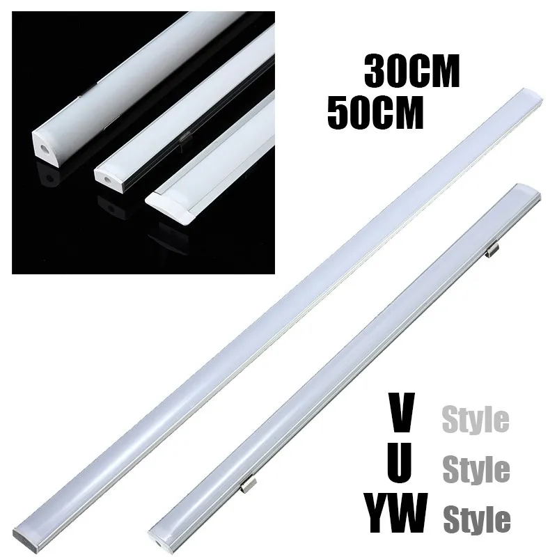 

U/V/YW-Style Shaped 30/50cm Aluminum LED Bar Lights Channel Holder Milk Cover End Up for LED Strip Light