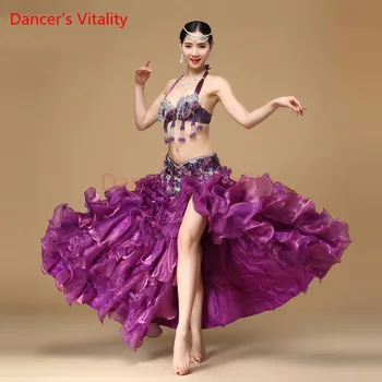 

Dancer's Vitality Women Belly Dancing Oriental Dance Costumes Performance 3pcs Bead Set Bra,Belt and Skirt four sizes