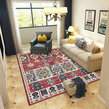 

High Quality Simple Geometric Patterns Carpet Pad Strong Elastic Anti-slip Short Cashmere Rugs Parlor Bedroom Hotel Floor Mat