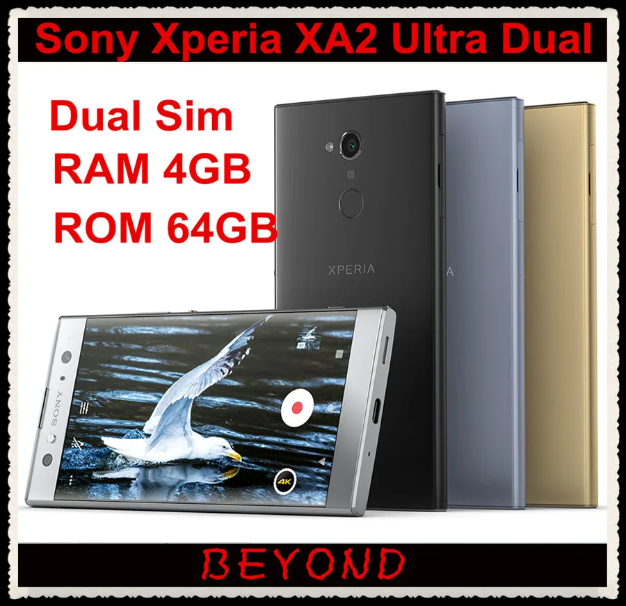 Sony Xperia XA2 Ultra Dual H4233 разблокированный GSM Dual Sim LTE Android Восьмиядерный ОЗУ 4 Гб ПЗУ 64 Гб 6," 23 МП и двойной 16 МП