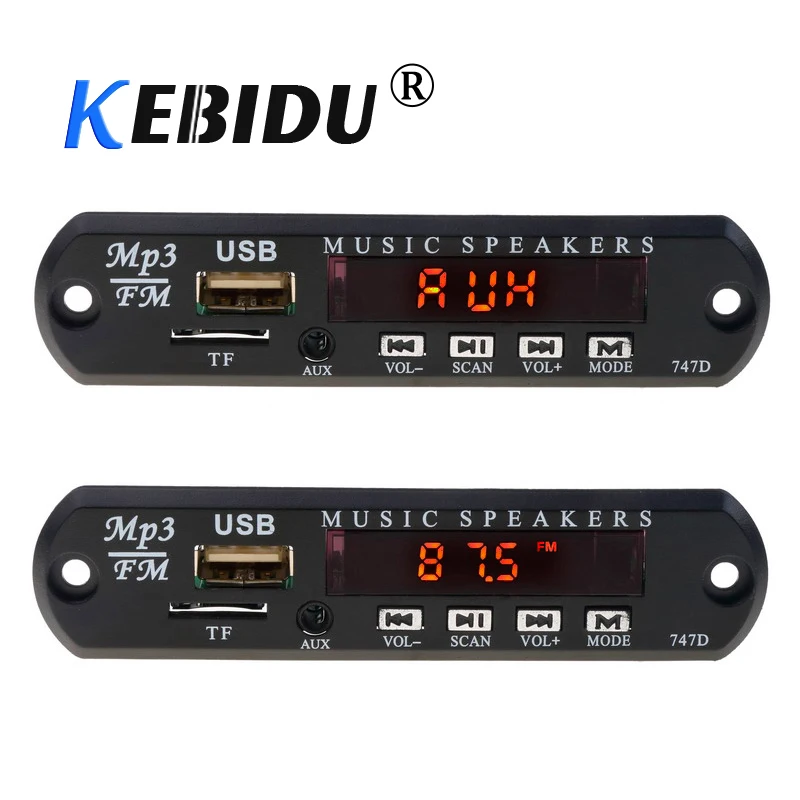 Kebidu DC 5 в 12 В Micro USB FM AUX 3,5 мм TF Радио MP3 декодер аудио доска для автомобиля дистанционного музыкального динамика