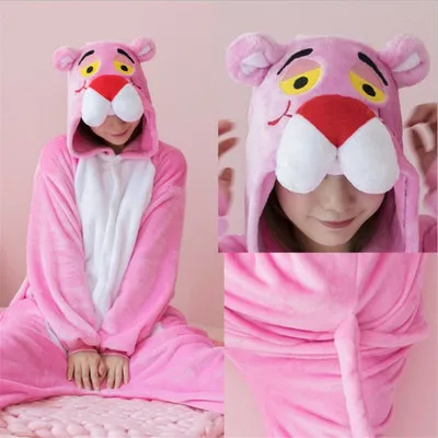 Унисекс кигуруми Единорог пижамы взрослых животных Аниме Косплей Onesie Ститч панда фланель для женщин мужчин мультфильм милые теплые пижамы - Цвет: Pink leopard