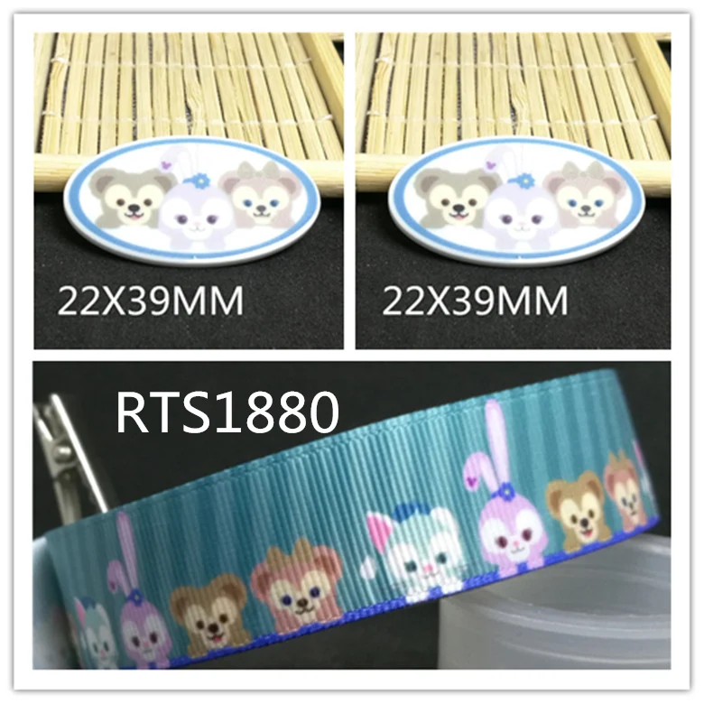 

7/8inch 100yard ribbon and 100pcs resin 1 set printed cartoon printed ribbon and resin RTS1880
