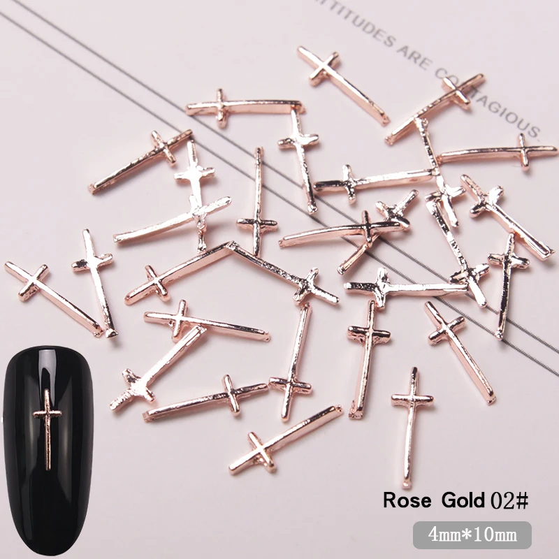 10 шт гламурный крест украшения для ногтей новые продукты сплав DIY 3D украшения для ногтей флэш Маникюр Золотой Металл - Цвет: Rose Gold
