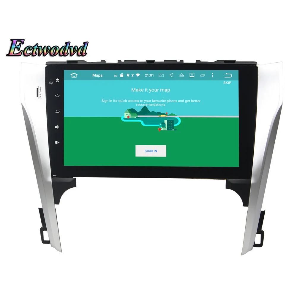 Discount Ectwodvd Octa Core 4G RAM 64G ROM Android 9.0 Car Multimedia DVD Player GPS HeadUnit for Toyota Camry 2012 2013 14