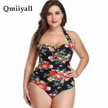 Плюс размер 5XL Женский Цельный купальник с принтом купальник без спинки сексуальный купальник женский Монокини Бразильский бикини пуш-ап