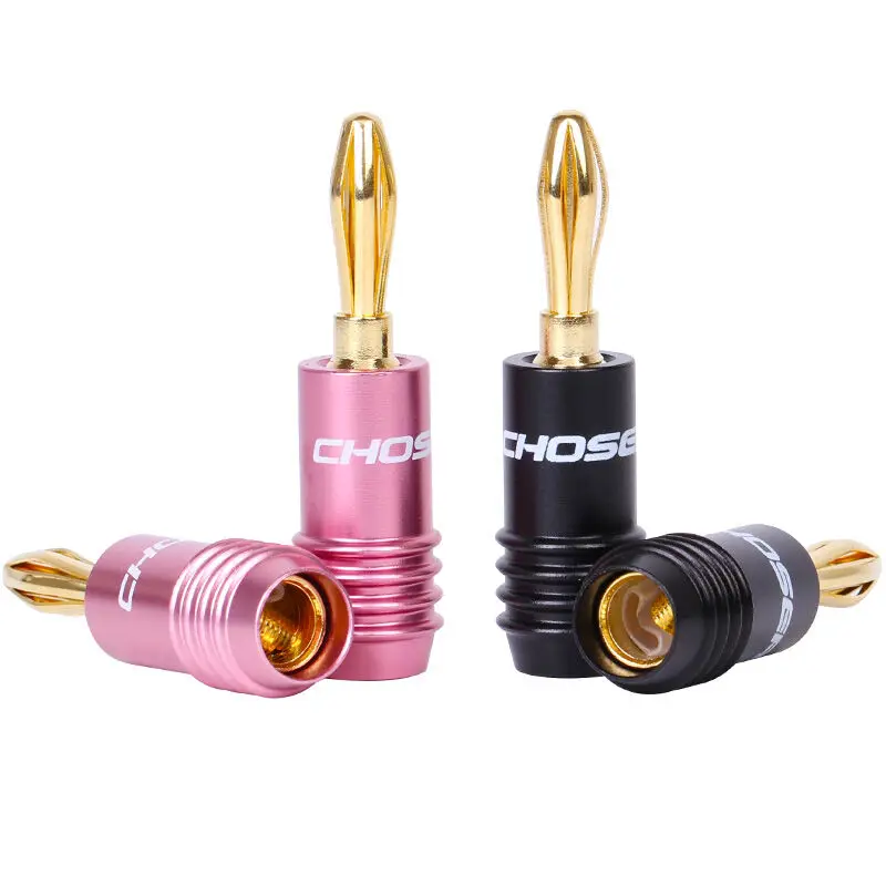 Choseal 4Pcslot QS6033 Banana Plugs JACK 24K Gold-Plated Connectors Amplifier Plug For Speaker Amplifiers  (5)
