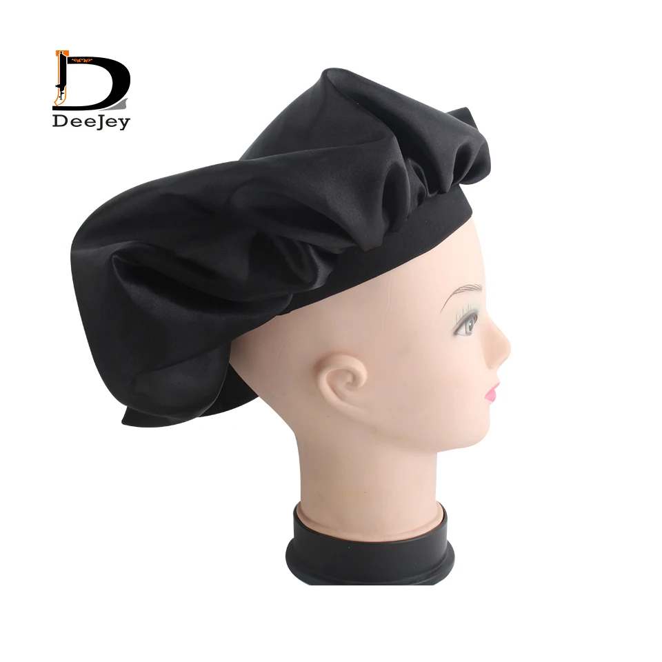 

Custom brand printed polyester flat band satin bonnets for hair extension care 2 layer Silky Feeling night cap 50pc lot