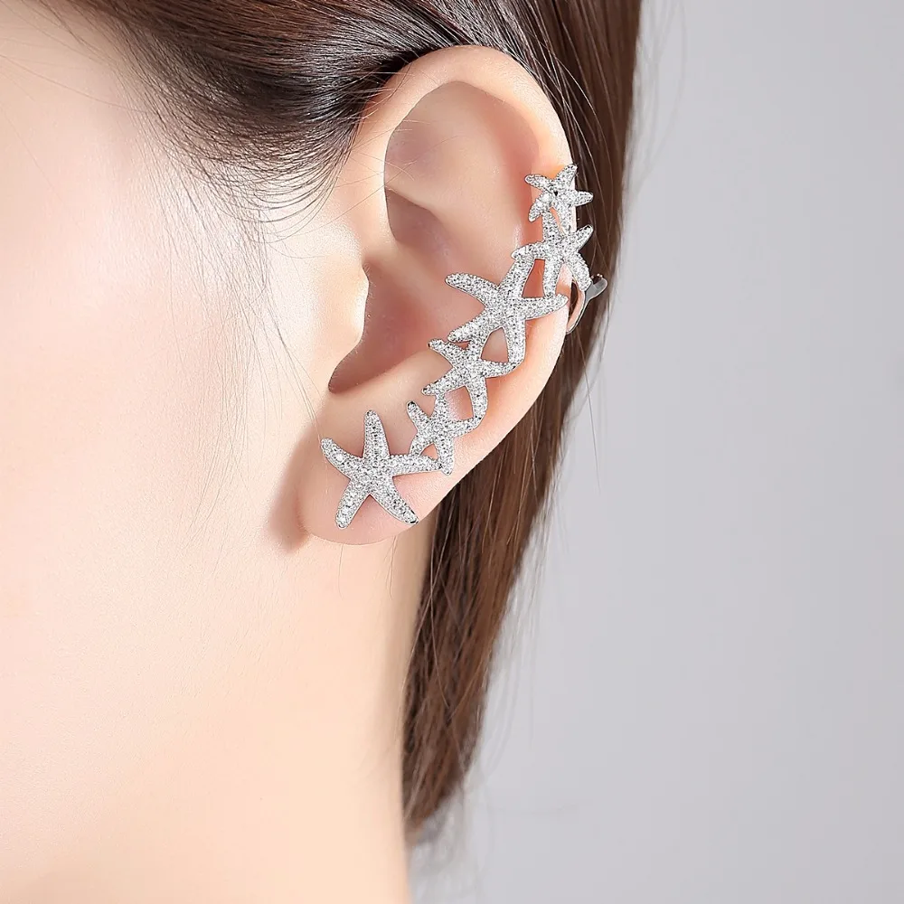 Роскошные серьги-гвоздики Starfish, украшенное кубическими камнями, циркониевым кристаллом, 6 шт., со звездами, для женщин, девушек, вечерние ювелирные изделия, подарок