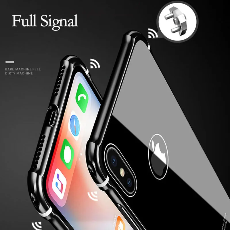 Pаспродажа Металлическая рамка + 9H закаленное стекло задняя крышка для iphone X 8 7 6 6s Plus чехол ультра тонкий 2 в 1 противоударный Броня чехол для телефона s