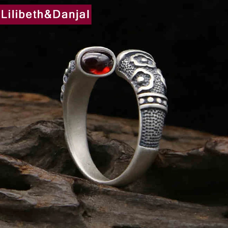 Женское регулируемое кольцо из серебра 100% пробы с гранатом|open ring|adjustable ringreal 925
