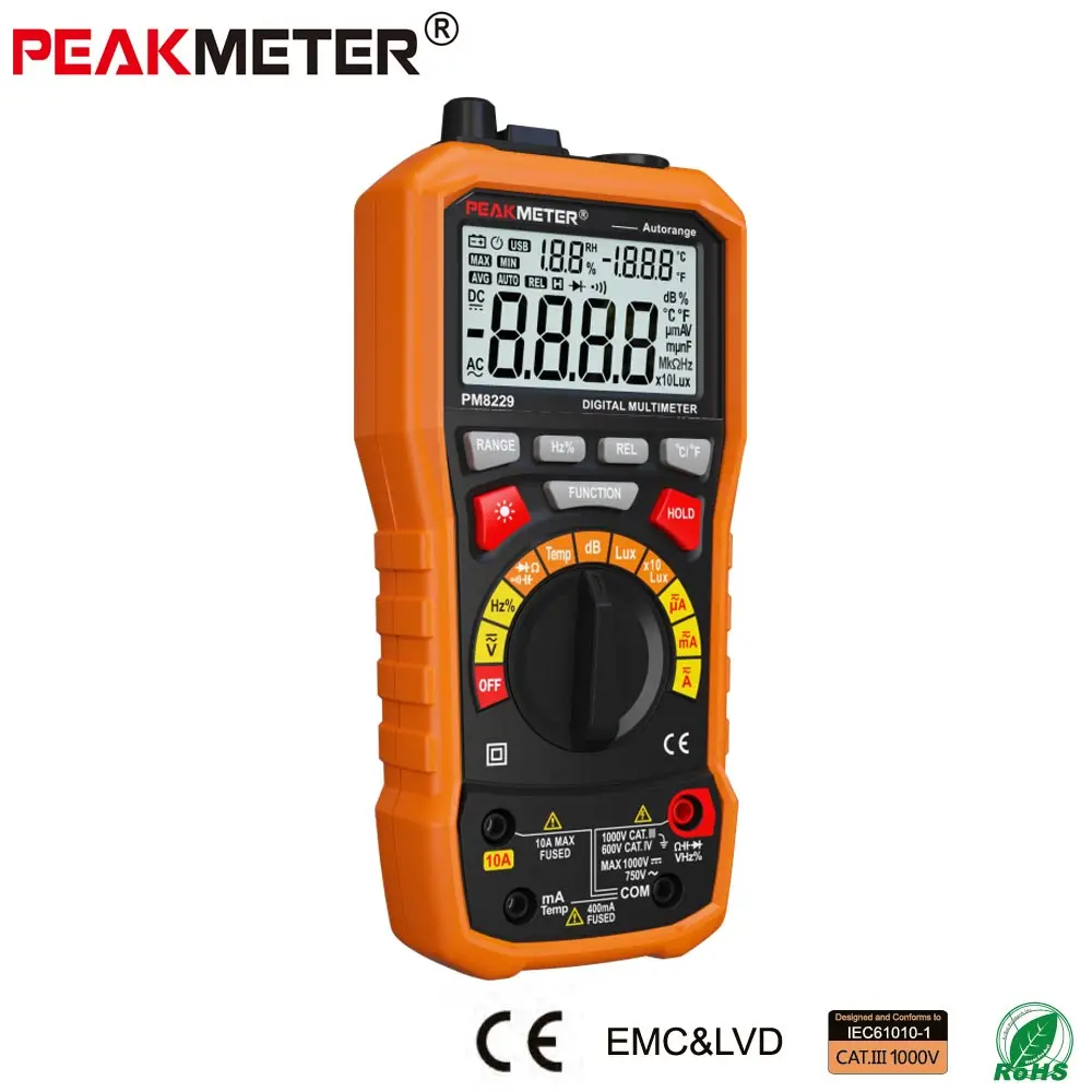 

PM8229 New 5 in 1 Auto Range DMM Digital Multimeter with Noise Temperature Luminance Test Function multimetro