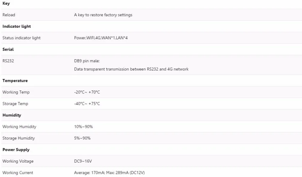 USR-G800-42 4G маршрутизатор, TD-LTE/fdd-lte/WCDMA/TD-SCDMA/GSM/GPRS/EDGE сеть