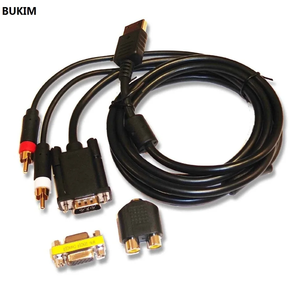 Кабель VGA высокого разрешения черного цвета Звуковой адаптер RCA HD Box PAL NTSC для