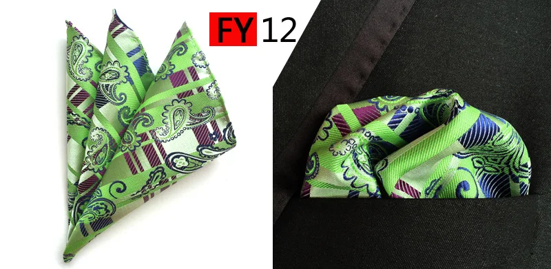 25 видов стилей классические мужские Пейсли сетки Шелковый карман полотенца Геометрия свадебные бизнес костюм платок зеленый
