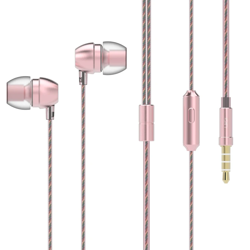 UiiSii супер духи стерео наушники HiFi динамические наушники с микрофоном Стильные Металлические 3,5 мм разъем универсальный для сотового телефона плеер - Цвет: Розовый
