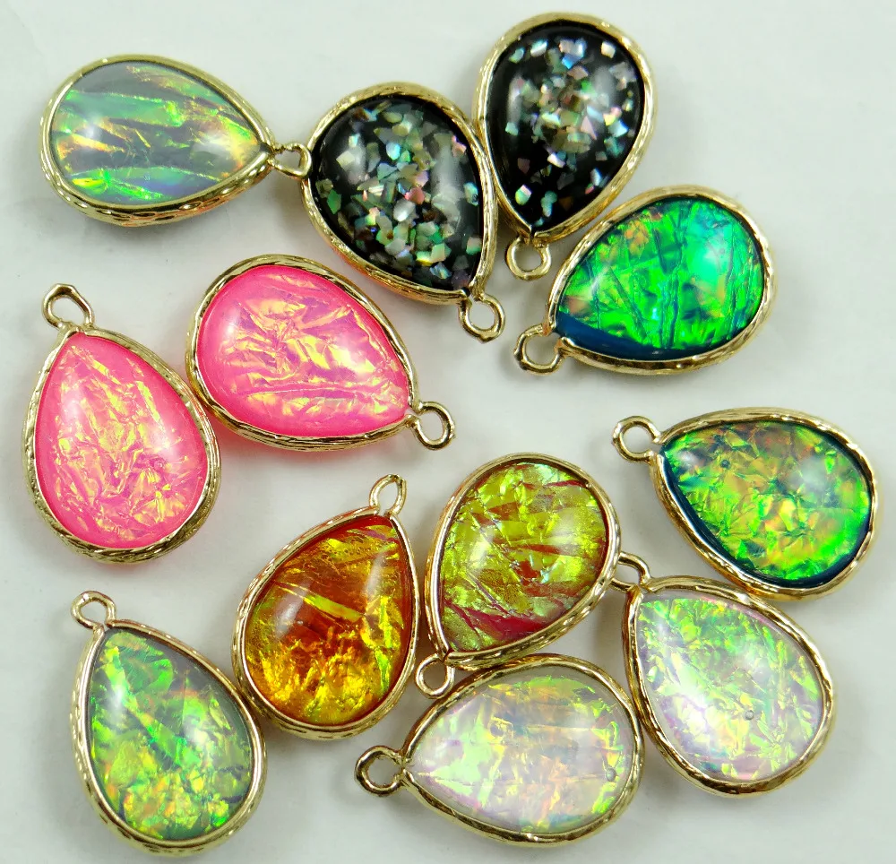 

10PC Resin Water droplets Connector Faux Opal Charms Pendant Bracelet Earring Necklace Connector DIY for Jewelry Making 15*20mm