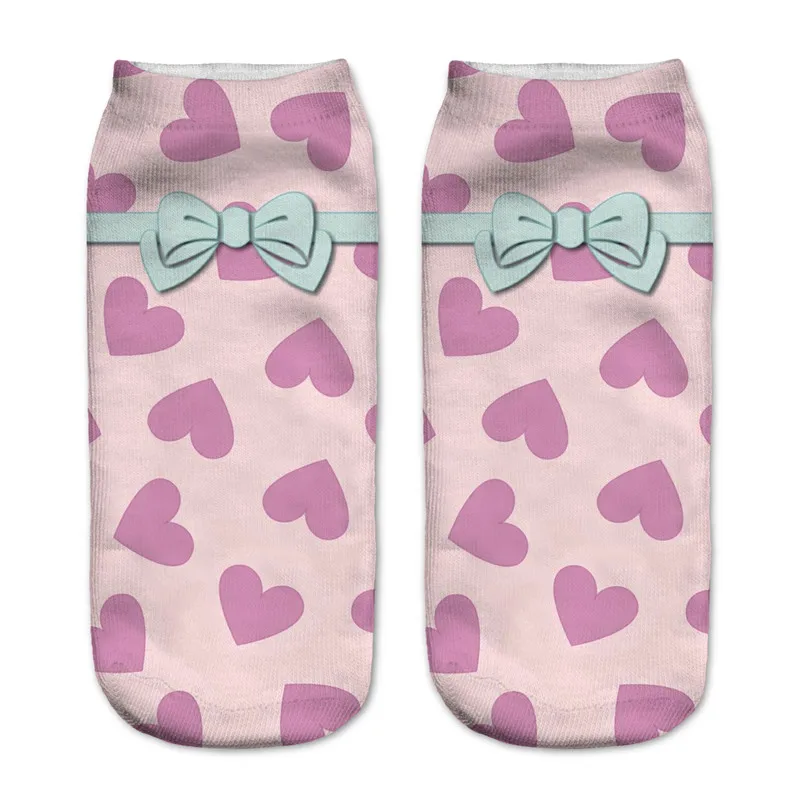 Hearts And Bow Pink Socks 3D Printed Lovely Cute Cotton Socks fuzzy