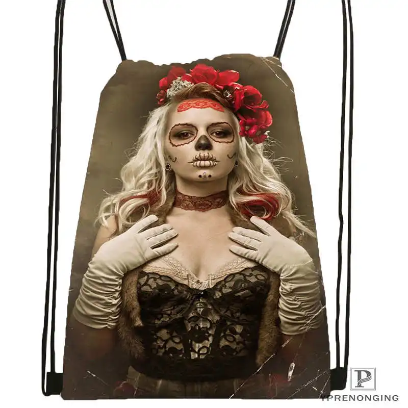 Drawstring Backpack Пользовательский День Череп мертвеца DrawstringBackpackBagforMan женщина милый рюкзак дети ранец(черная спина) 31x40 см#20180611-03-164 - Цвет: Drawstring Backpack