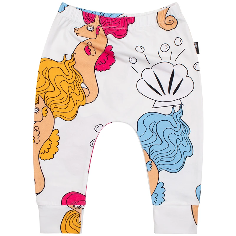 TinyPeople/Новинка; Детские хлопковые брюки с рисунком; сезон весна-лето; леггинсы для маленьких девочек и мальчиков; милые брюки для новорожденных - Цвет: White seahorse