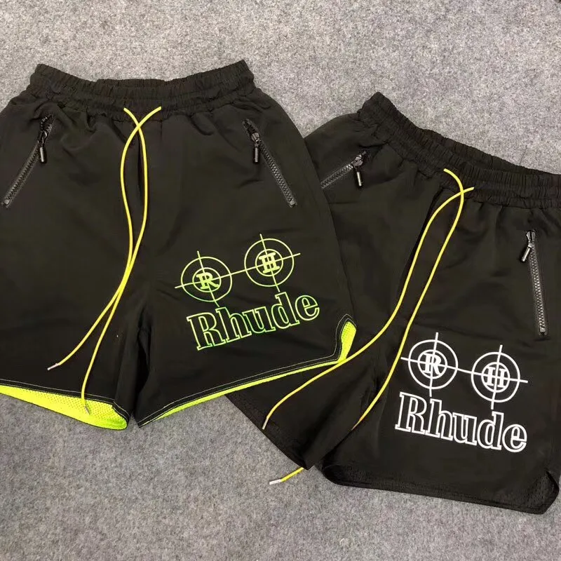 

2019 NEW Rhude Big letter Printing Men Women Shorts Hip Hop Fashion Casual KANYE OVERSIZE Drawstring Rhude Mesh Shorts 3 Color
