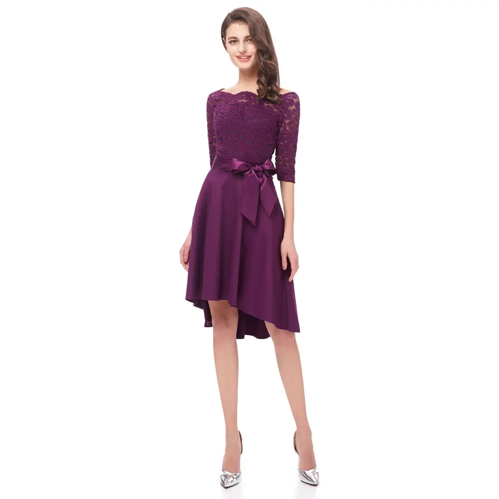 Beauty Emily Purple Lace Formal Party Prom Dresses 2019 Short for Women A-Line Half Sleeve Wedding Party Prom Dresses Beauty Emily Purple Lace Formal Party Prom Dresses 2019 Short for Women A-Line Half Sleeve Wedding Party Prom Dresses