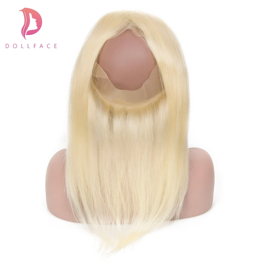 Dollface 613 360 Lace Frontal Closure With Pre Plucked Hairline Human Hair Straight Remy Human