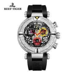 Риф Тигр/RT новый дизайн Лидирующий бренд Для мужчин часы Скелет спортивные часы каучуковый ремешок Роскошные прозрачные большие часы RGA3059-S