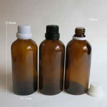 

100Pcs/Lot 100ml Amber Glass Bottle With Acid & Alkali Resistant Phenolic Screw Cap For Light Sensitive Material Storage