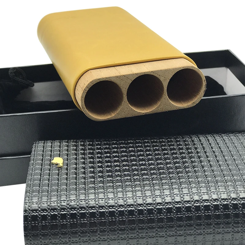 COHIBA тиснением кожаный портсигар держатель 3 круглая подарочная коробка