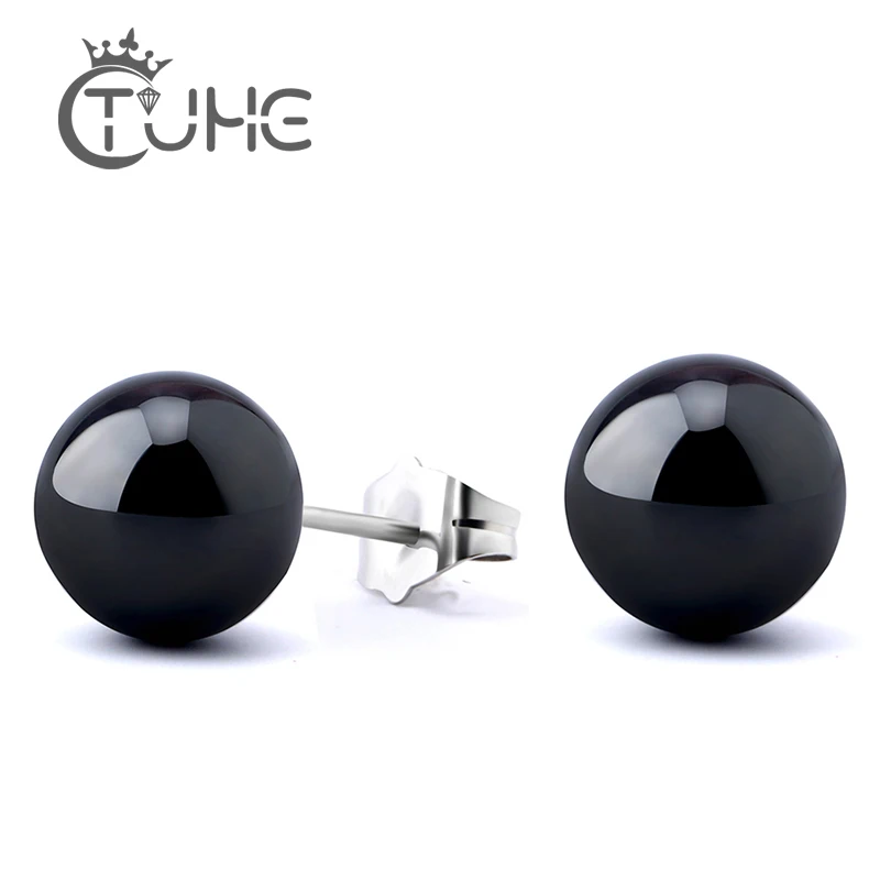 Новое поступление 7 мм стальные синие коричневые круглые керамические серьги модные брендовые женские серьги-гвоздики из нержавеющей стали Подарок на годовщину