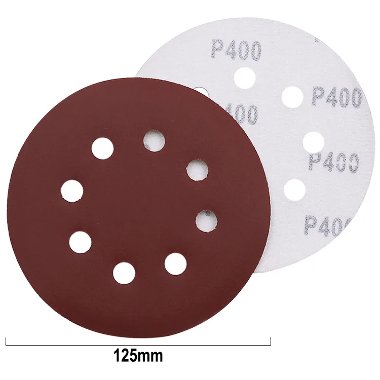 5 шт. 5 дюймов 125 мм круглая наждачная бумага восемь отверстий диск песок листы Зернистость 40-120 крюк и петля шлифовальный диск полировка