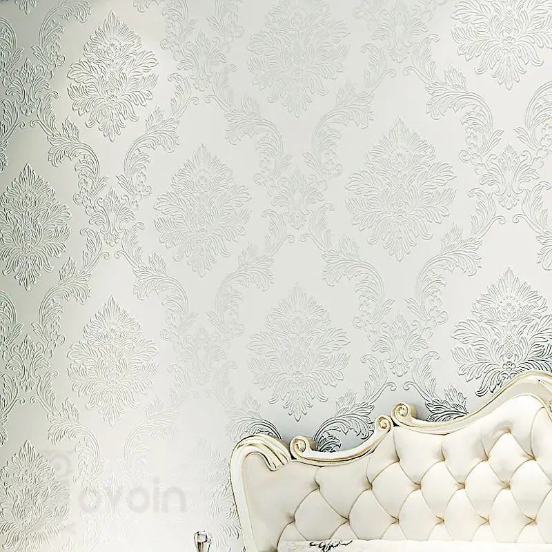 Glitter Modern Textured Embossed Floral Damask Wallpaper Roll Flock non