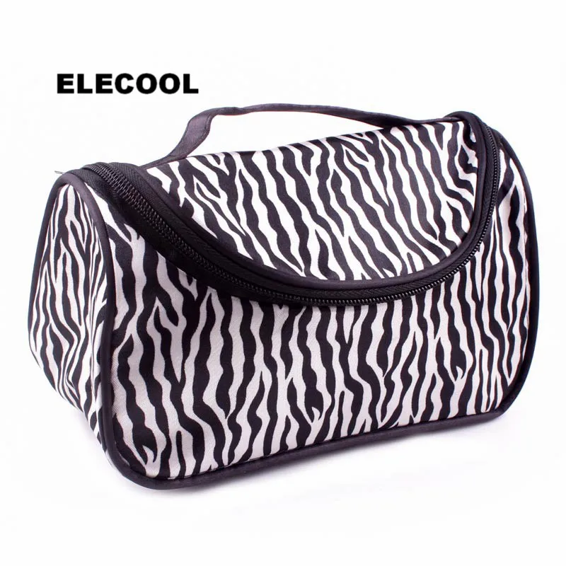 

ELECOOL 1PC Zebra Striped Cosmetic Bag Portable Waterproof Cosmetic Case Pouch Box Toiletry Organizer Cosmetic Makeup Tools