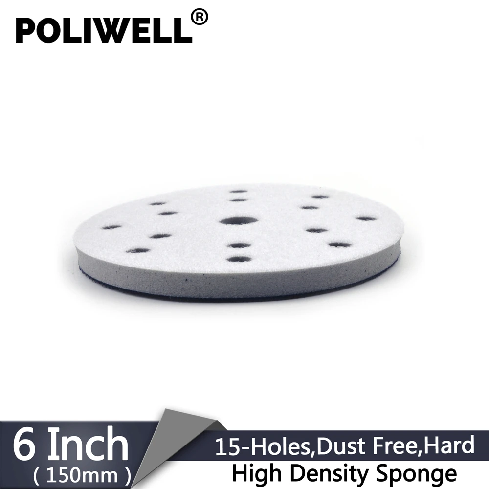 

POLIWELL 15-Holes Hard Sponge Interface Pad for Hook and Loop Sanding Pad Dust-Free Buffing Pad Grinder Power Tools Accessories