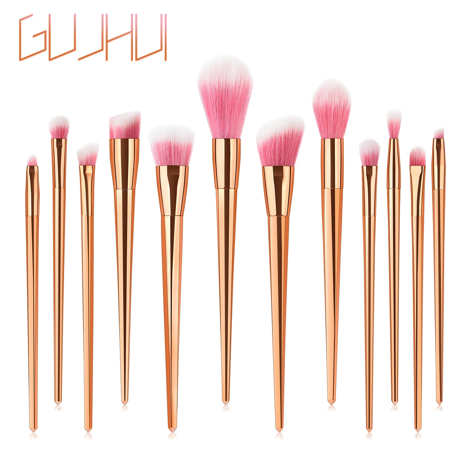 

GUJHUI New 12pcs Pro Makeup Brushes Set Foundation Powder Eyeshadow Eyeliner Lip Blusher Makeup Brushes Set Beauty Make Up Tools
