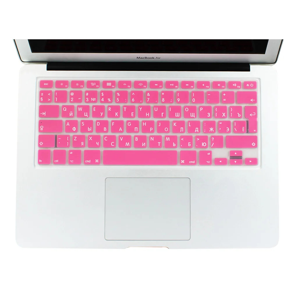 ЕС Версия силиконовая русская клавиатура наклейки защитная крышка для MacBook Air 1" /13" 1" Pro/retina - Цвет: Розовый