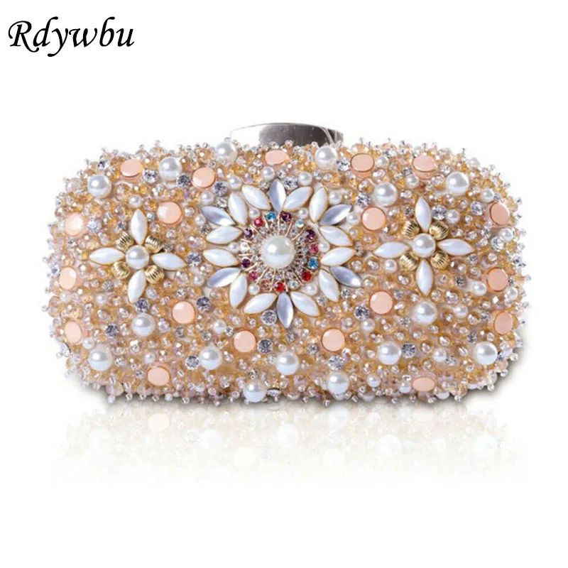 

Rdywbu Women Luxury Crystal Beaded Women's Purse Party Dress Banquet Beautiful Beaded Embroidery Clutch Bag Evening Bag H20